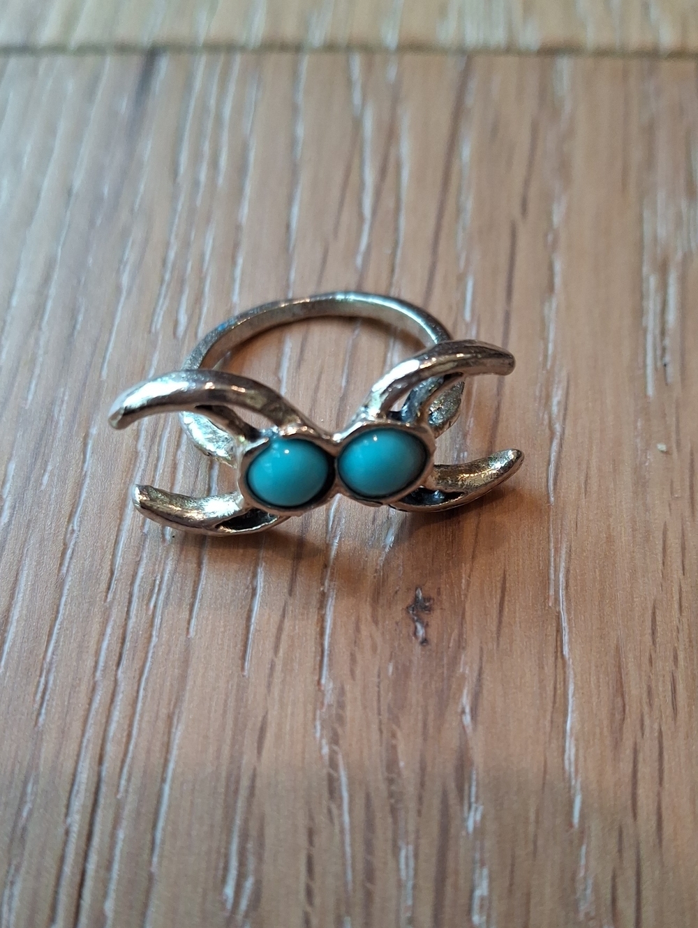 Silver-Tone Ring with Turquoise Stones